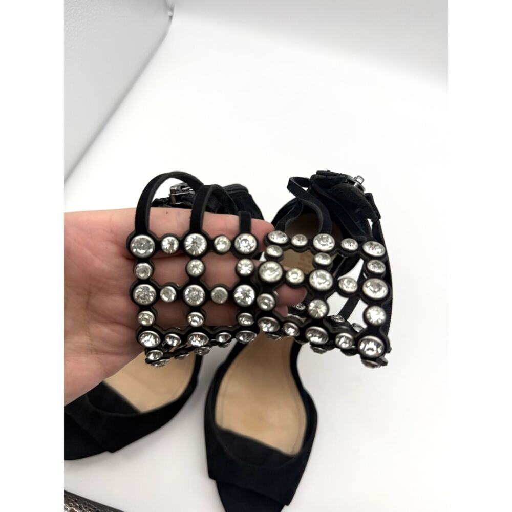 Schutz Black Suede Rhinestone Stiletto Heels 8.5 - Picture 9 of 12